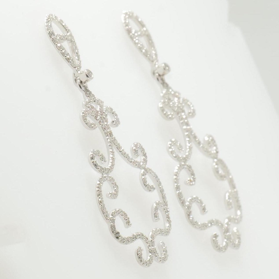 Chandelier Dangle Diamond Earrings, 14k Solid Gold, Filigree Drop Earrings, Natural Diamonds, Statement Wedding Earrings, Gift For Her