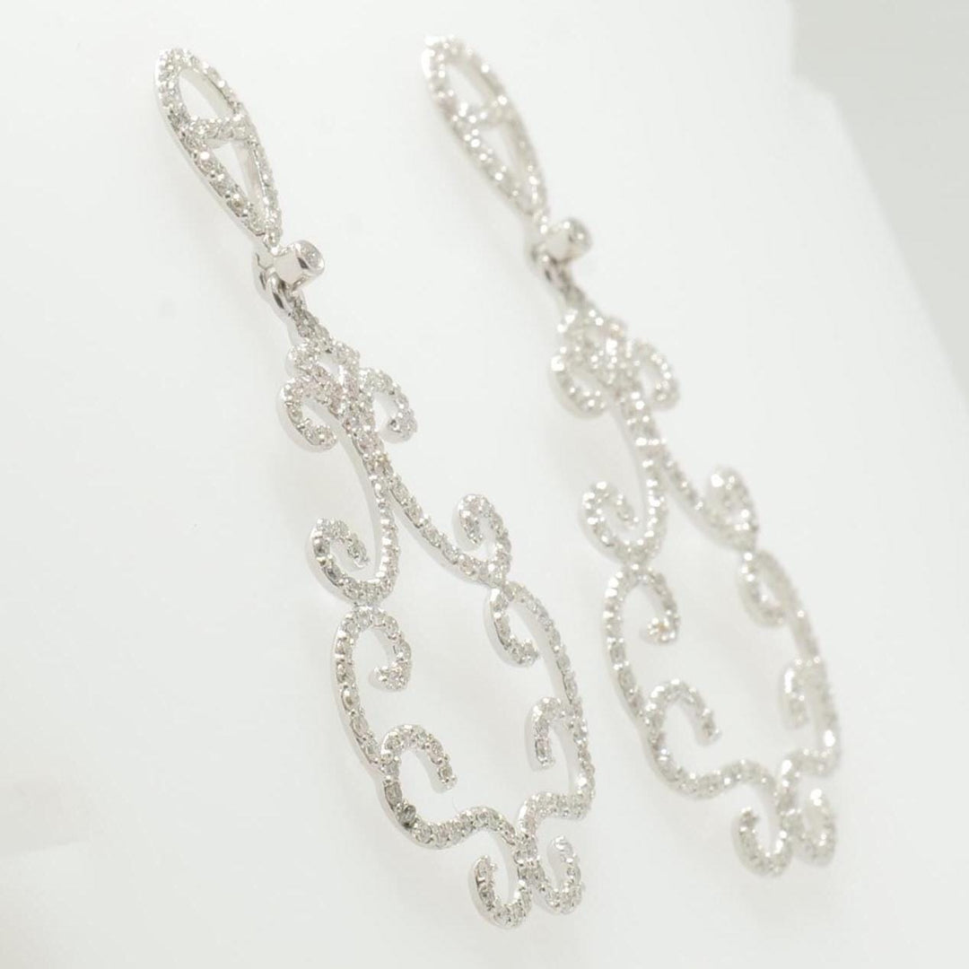 Filigree Chandelier Diamond Earrings, 14k Solid Gold, Natural Diamonds, Scrollwork Dangle Jewelry, Bridal Statement Earring, Wedding Jewelry