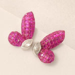 Load image into Gallery viewer, Butterfly Pink Sapphire Diamond Stud Earrings, 14k Solid Gold,  Natural Diamonds, Everyday Gemstone Earrings, Statement Cocktail Jewelry
