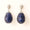 Load image into Gallery viewer, Blue Sapphire Diamond Drop Earrings, 14k Solid Gold, Natural Diamonds, Carved Gemstone Dangle, Statement Cocktail Jewelry, Invisible Setting

