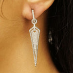 Load image into Gallery viewer, Geometric Halo Spike Diamond Earrings, 14k Solid Gold, Natural Diamond, Cluster Pave Dangle Drop, Modern Statement Jewelry, Cocktail Earring
