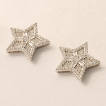 Load image into Gallery viewer, Star Diamond Stud Earrings, 14k Solid Gold, Natural Diamonds, Baguette Illusion Cluster Studs, Geometric Celestial Jewelry, Hip Hop Earrings

