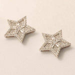 Load image into Gallery viewer, Star Diamond Stud Earrings, 14k Solid Gold, Natural Diamonds, Baguette Illusion Cluster Studs, Geometric Celestial Jewelry, Hip Hop Earrings
