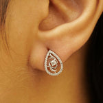 Load image into Gallery viewer, Teardrop Rose Diamond Stud Earrings, 14k Solid Gold, Natural Diamonds, Cluster Pave Setting, Everyday Minimalistic Earrings
