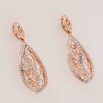 Load image into Gallery viewer, Teardrop Diamond Dangle Earrings, 14k Solid Gold, Natural Diamond, Dual Tone Bridal Earrings, Filigree Drop Earrings, Statement Earrings
