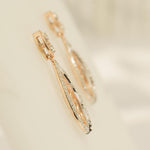 Load image into Gallery viewer, Teardrop Diamond Dangle Earrings, 14k Solid Gold, Natural Diamond, Dual Tone Bridal Earrings, Filigree Drop Earrings, Statement Earrings

