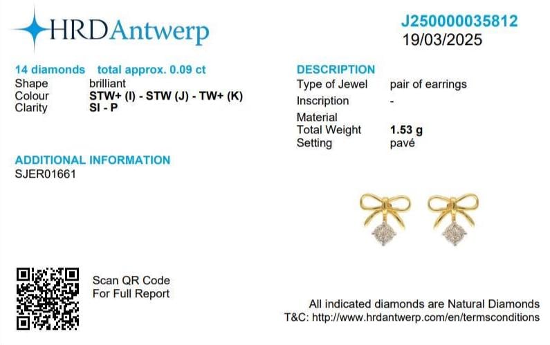 Kids Bow Diamond Stud Earrings, 14k Solid Gold, Natural Diamonds, Illusion Set Studs, Gift for toddlers/girls, Ready To Ship, HRD Certified