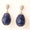 Load image into Gallery viewer, Blue Sapphire Diamond Drop Earrings, 14k Solid Gold, Natural Diamonds, Carved Gemstone Dangle, Statement Cocktail Jewelry, Invisible Setting
