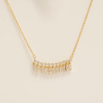 Load image into Gallery viewer, Baguette Drop Bar Diamond Necklace, 14k Solid Gold, Natural Diamond, Bezel Set Necklace, Everyday Stackable Chain, Minimalist Jewelry
