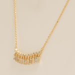 Load image into Gallery viewer, Baguette Drop Bar Diamond Necklace, 14k Solid Gold, Natural Diamond, Bezel Set Necklace, Everyday Stackable Chain, Minimalist Jewelry
