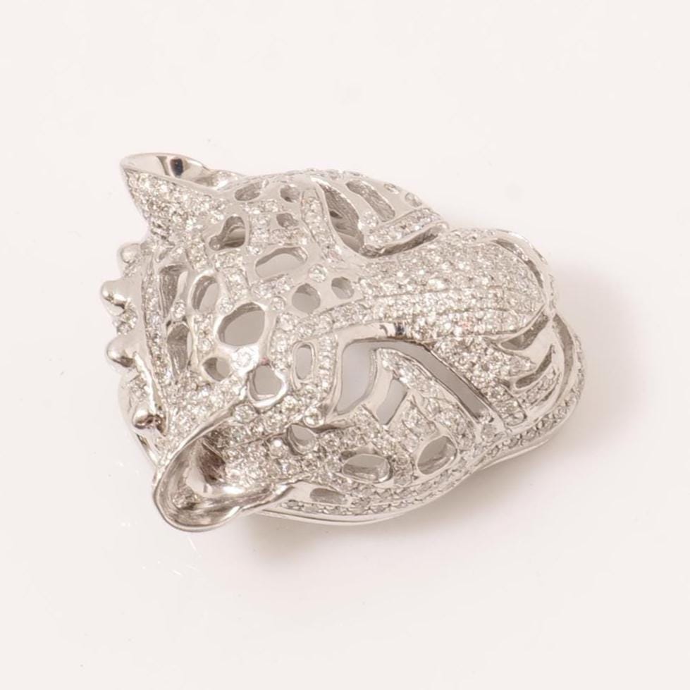 Panther Head Diamond Pendant, 14k Solid Gold, Natural Diamonds, Hip Hop Jewelry, Iced-Out Set Animal Necklace, Statement Layering Pendant