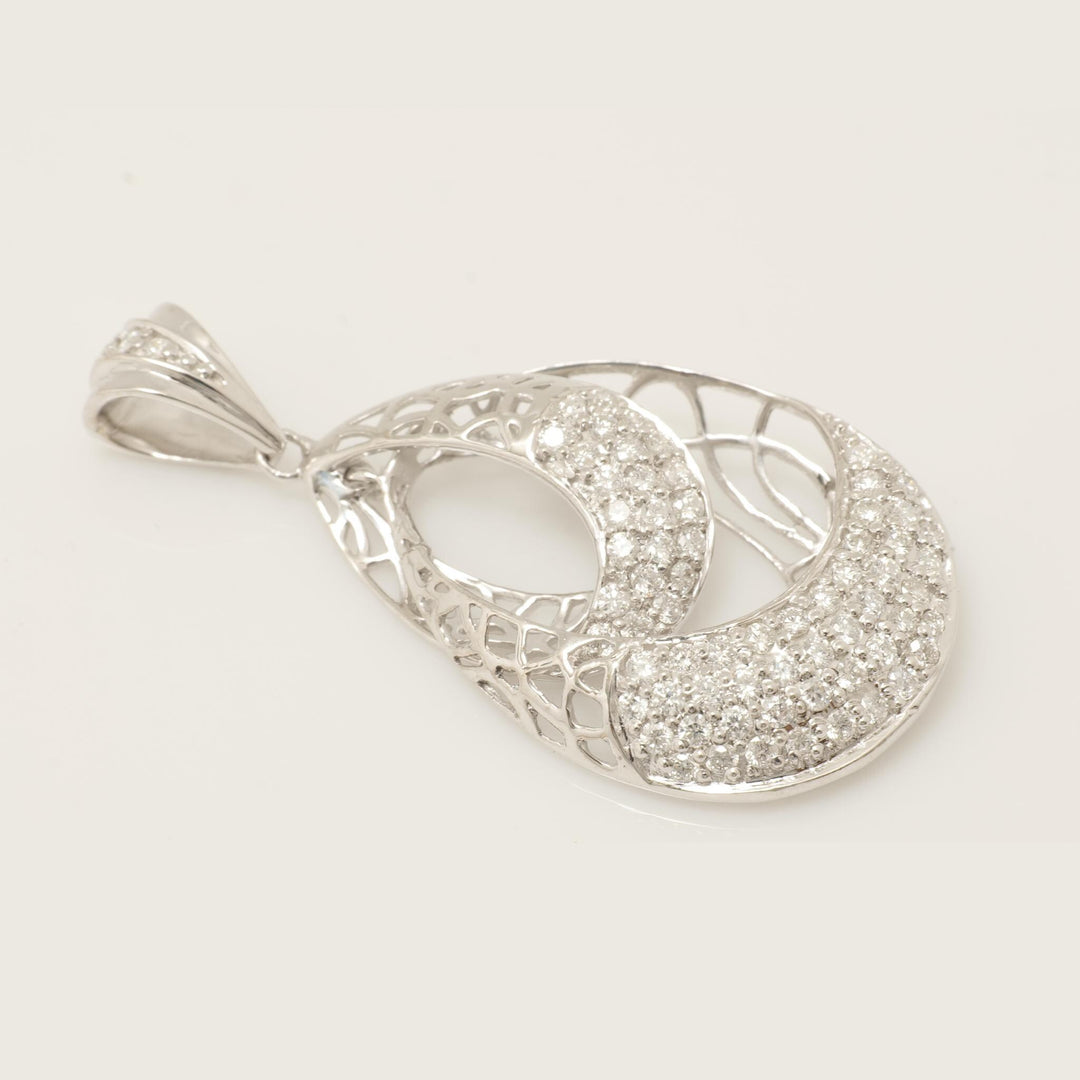 Teardrop Diamond Pendant Necklace, 14k Solid Gold, Natural Diamond, Pave Statement Jewelry, Filigree Necklace, Cocktail Pendant