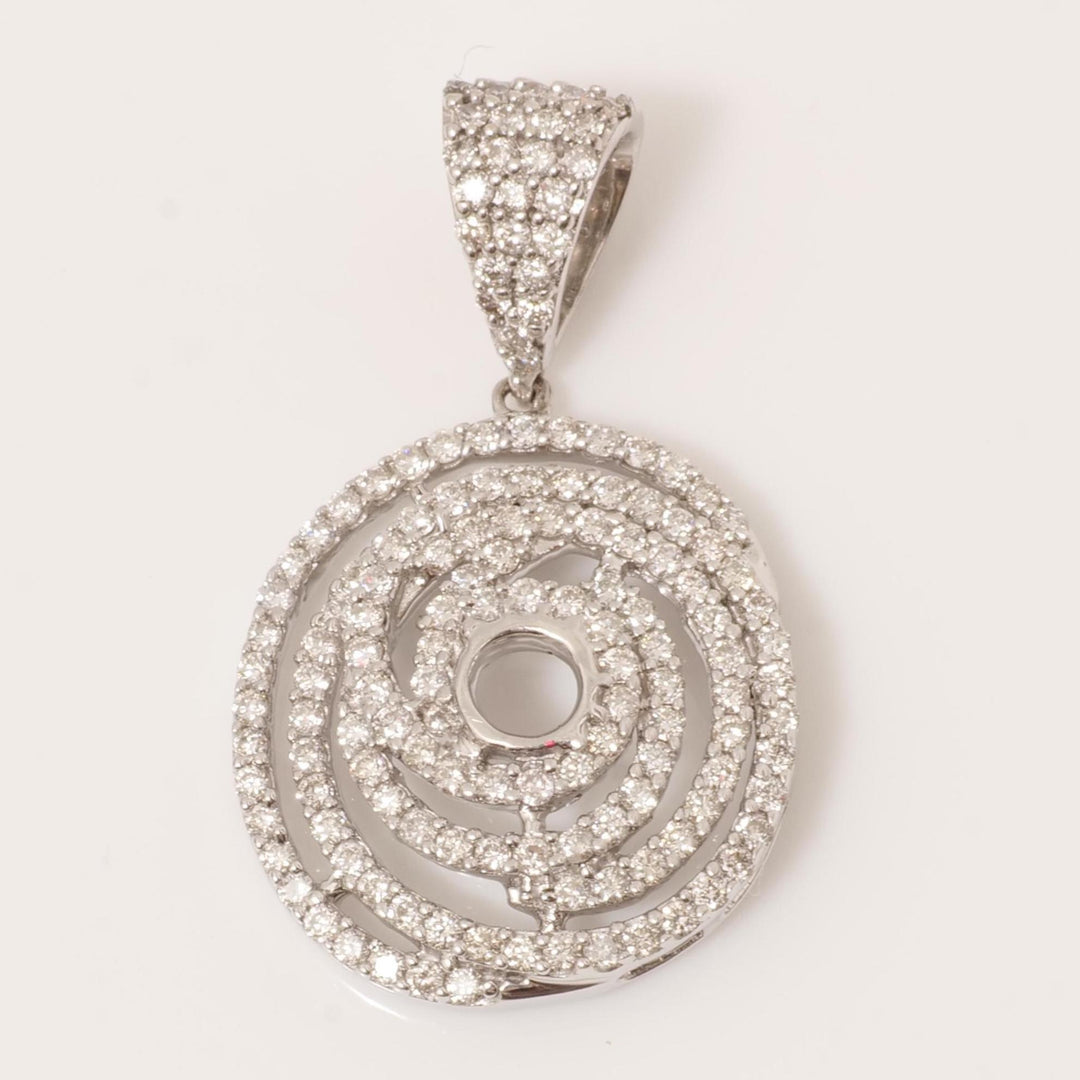 Spiral Pavé Pendant Necklace, 14k Solid Gold, Natural Diamond, Round Swirl Pendant, Stackable Cocktail Pendant, Minimalist Layering Jewelry