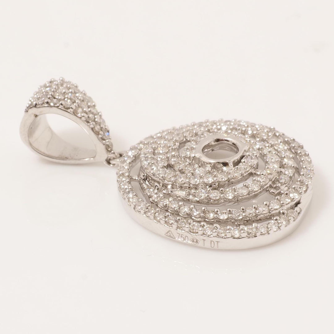 Spiral Pavé Pendant Necklace, 14k Solid Gold, Natural Diamond, Round Swirl Pendant, Stackable Cocktail Pendant, Minimalist Layering Jewelry