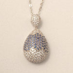 Load image into Gallery viewer, RainDrop Diamond Necklace, 14k Solid Gold, Natural Diamond, Blue Sapphire Gemstone Pendant, Statement Pendant, Cocktail Iced Out Jewelry
