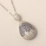 Load image into Gallery viewer, RainDrop Diamond Necklace, 14k Solid Gold, Natural Diamond, Blue Sapphire Gemstone Pendant, Statement Pendant, Cocktail Iced Out Jewelry
