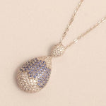 Load image into Gallery viewer, RainDrop Diamond Necklace, 14k Solid Gold, Natural Diamond, Blue Sapphire Gemstone Pendant, Statement Pendant, Cocktail Iced Out Jewelry
