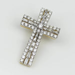 Load image into Gallery viewer, Diamond Cross Pendant, 14k Solid Gold, Natural Diamonds, Baguette Necklace With Adjustable Chain, Communion Religious Jewelry, Faith Pendant
