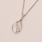 Load image into Gallery viewer, Teardrop Diamond Necklace, 14k Solid Gold, Natural Diamond, Minimalistic Stackable Pendant, Abstract Layer Necklace, Openwork Pavé Jewelry
