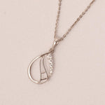 Load image into Gallery viewer, Teardrop Diamond Necklace, 14k Solid Gold, Natural Diamond, Minimalistic Stackable Pendant, Abstract Layer Necklace, Openwork Pavé Jewelry
