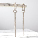 Load image into Gallery viewer, Linear Drop Earrings, 14k Solid Gold, Natural Diamonds, Long Geometric Dangles, Two Way Minimalistic Earrings, Modern Statement Jewelry
