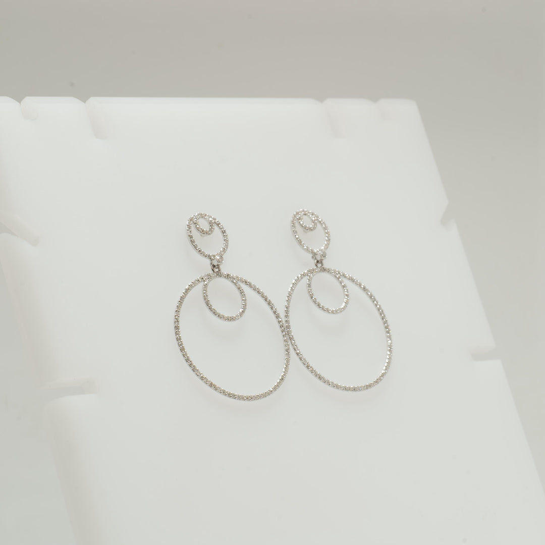 Circle Drop Dangle Diamond Earrings, 14k Solid Gold, Natural Diamonds, Layered Dangle Jewelry, Bridal Statement Earrings, Minimalist Dangler