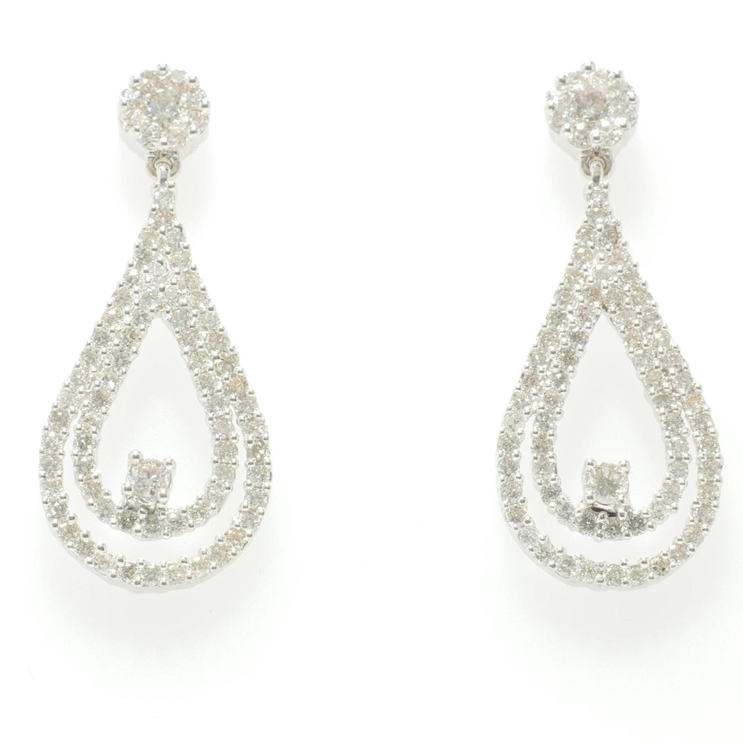 Peardrop Dangle Diamond Earrings, 14k Solid Gold, Natural Diamonds, Double Halo Bridal Jewelry, Solitaire  Drop Danglers, Statement Earrings