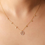 Load image into Gallery viewer, Personalized Disc Initial Necklace, 14k Solid Gold, Natural Diamond, Everyday Layering Pendant, Custom Minimal Letter pendant, Ready To Ship
