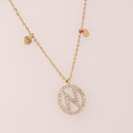 Load image into Gallery viewer, Personalized Disc Initial Necklace, 14k Solid Gold, Natural Diamond, Everyday Layering Pendant, Custom Minimal Letter pendant, Ready To Ship
