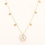 Load image into Gallery viewer, Personalized Disc Initial Necklace, 14k Solid Gold, Natural Diamond, Everyday Layering Pendant, Custom Minimal Letter pendant, Ready To Ship
