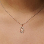 Load image into Gallery viewer, Teardrop Diamond Necklace, 14k Solid Gold, Natural Diamond, Minimalistic Stackable Pendant, Abstract Layer Necklace, Openwork Pavé Jewelry
