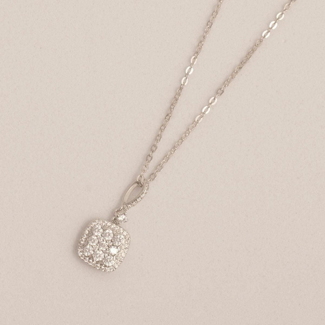 Halo Cushion Diamond Necklace, 14k Solid Gold, Natural Diamonds, Cluster Set Everyday Chain Pendant, Minimalist Stackable Jewelry