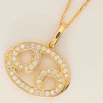 Load image into Gallery viewer, Cancer Horoscope Diamond Necklace, 14k Solid Gold, Natural Diamond, Personalized Stacking Chain Jewelry, Minimalist Astrology Zodiac Pendant
