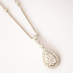Load image into Gallery viewer, Halo Teardrop Diamond Necklace, 14k Solid Gold, Natural Diamonds, Cluster Set Bridal Chain Pendant, Minimalist Stacking Jewelry
