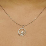 Load image into Gallery viewer, Double Circle Diamond Pendant Necklace, 14k Solid Gold, Natural Diamonds, Open Eternity Cluster  Pendant, Stacking Minimalist Chain Jewelry
