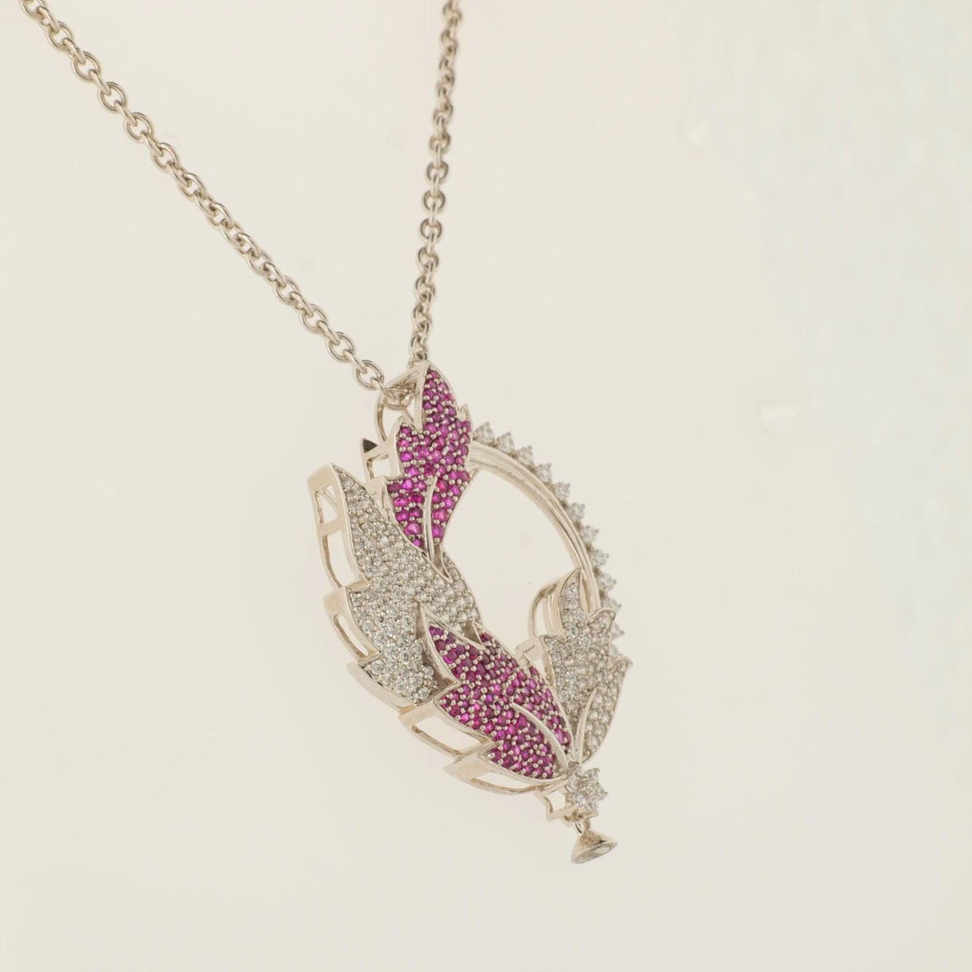 Leaf Diamond Pendant Necklace, 14k Solid Gold, Natural Diamonds, Floral Gemstone Jewelry, Geometric Statement Chain Pendant, Bridal Necklace