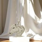 Load image into Gallery viewer, Horse Diamond Pendant Necklace, 14k Solid Gold, Natural Diamond, Majestic Equine Necklace, Animal Equestrian Hip Hop Chain Necklace
