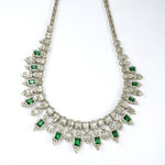 Load image into Gallery viewer, Halo Emerald Diamond Drop Necklace, 14k Solid Gold, Natural Diamond, Illusion Baguette Gemstone Necklace, Jewelry, Statement Wedding Jewelry
