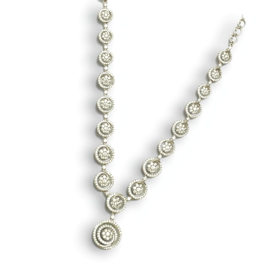 Swirl Diamond Necklace, 14k Solid Gold, Natural Diamonds, Filigree Wedding Jewelry, Statement Bridal Jewelry, Circular Drop Necklace