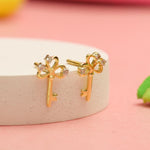 Load image into Gallery viewer, Kids Key Diamond Stud Earrings, 14k Solid Gold, Natural Diamonds, Kids Jewelry, Gift for toddlers/girls/kids, Ready To Ship
