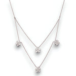 Load image into Gallery viewer, Layered Floral Diamond Necklace, 14k Solid Gold, Natural Diamonds, Floral Petal Setting Jewelry, Double Chain Necklace, Statement Jewelry
