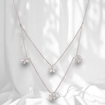 Load image into Gallery viewer, Layered Floral Diamond Necklace, 14k Solid Gold, Natural Diamonds, Floral Petal Setting Jewelry, Double Chain Necklace, Statement Jewelry
