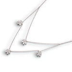 Load image into Gallery viewer, Layered Floral Diamond Necklace, 14k Solid Gold, Natural Diamonds, Floral Petal Setting Jewelry, Double Chain Necklace, Staement Jewelry
