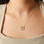 Load image into Gallery viewer, Personalized Geometric Initial Diamond Necklace, 14k Solid Gold, Natural Diamonds, Everyday Layering Pendant, Minimal Letter, Ready To Ship
