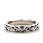 Load image into Gallery viewer, Blue Sapphires &amp; Diamonds Eternity Band Ring, 14K Solid Gold, Natural Diamonds, Stacking Gold Band, Ready To Ship, Women&#39;s Day Gift
