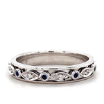 Load image into Gallery viewer, Blue Sapphires &amp; Diamonds Eternity Band Ring, 14K Solid Gold, Natural Diamonds, Stacking Gold Band, Ready To Ship, Women&#39;s Day Gift
