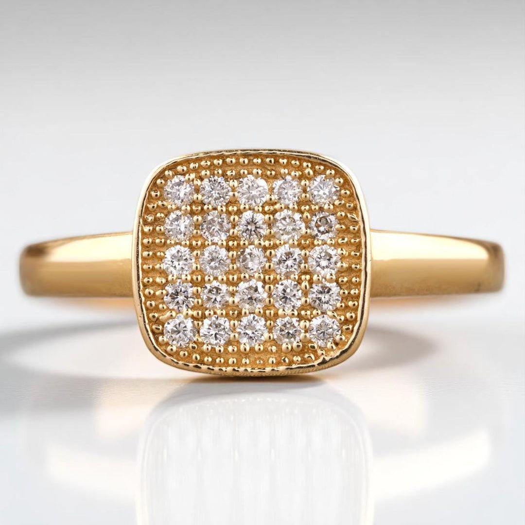 Square Grid Men's Diamond Ring | 14k Solid Gold | Handmade Jewelry | Cluster Statement Ring | Gift for Him