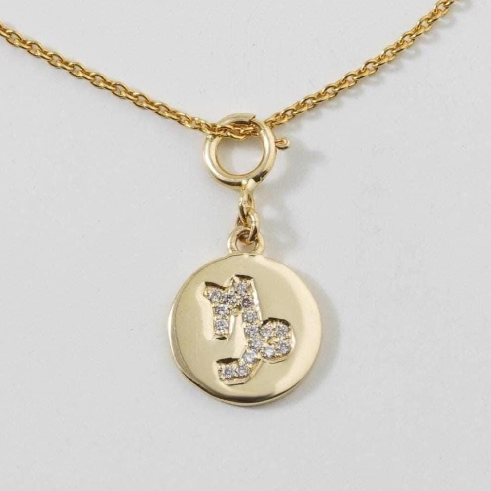 Capricorn Horoscope Birth Sign Charm, 14k Solid Gold, Natural Diamonds, Zodiac Constellation Everyday Jewelry, Astrology Gift