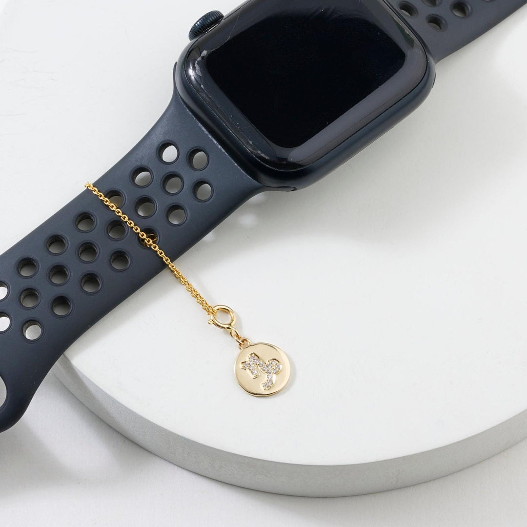 Capricorn Horoscope Birth Sign Charm, 14k Solid Gold, Natural Diamonds, Zodiac Constellation Everyday Jewelry, Astrology Gift