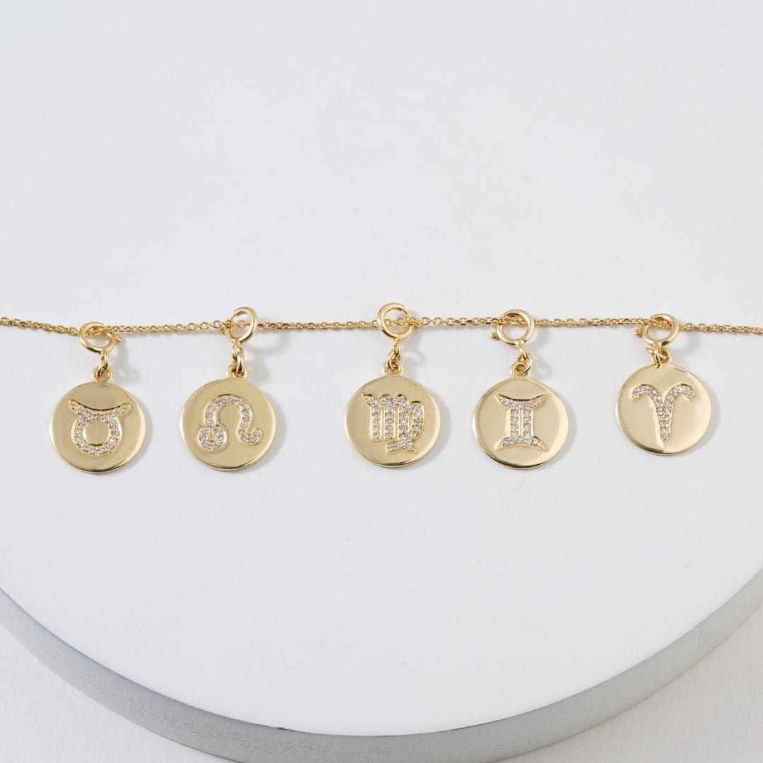 Scorpio Horoscope Birth Sign Charm, 14k Solid Gold, Natural Diamond, Zodiac Constellation Everyday Jewelry, Astrology Gift